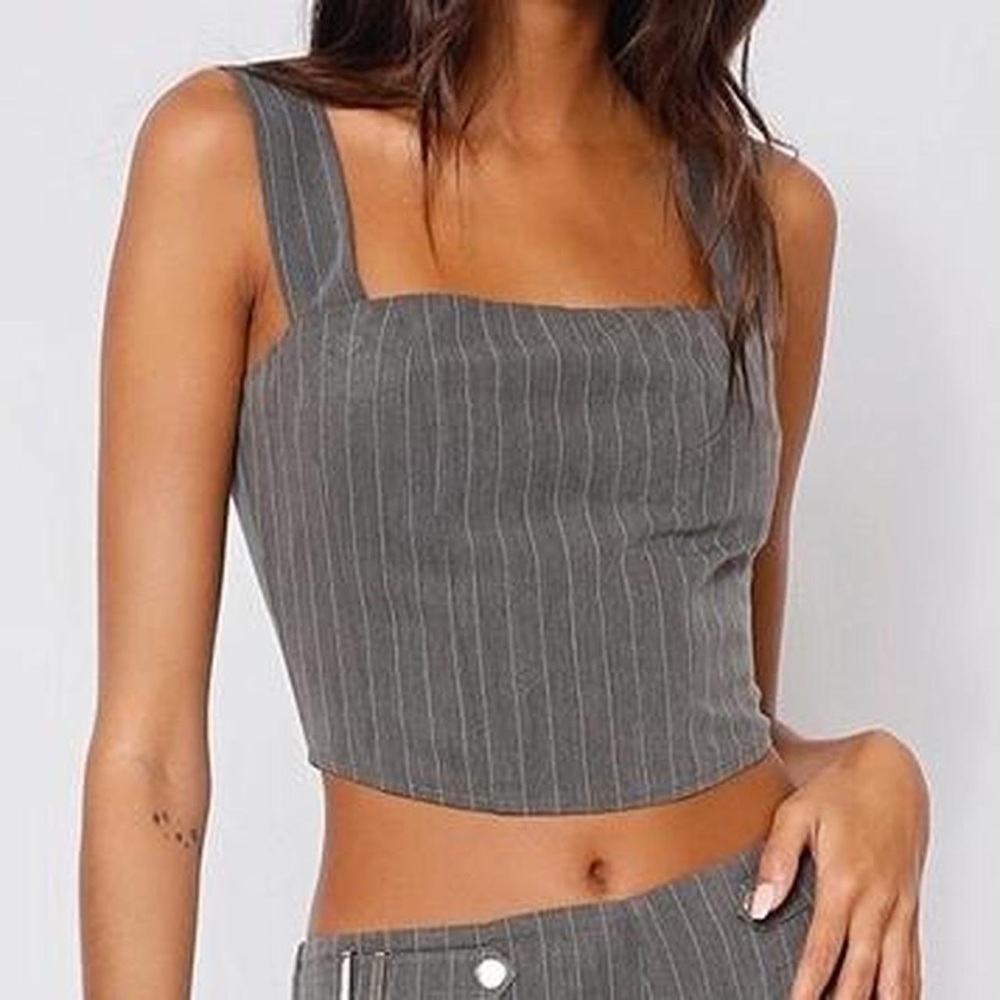 Gray Striped Women's Top